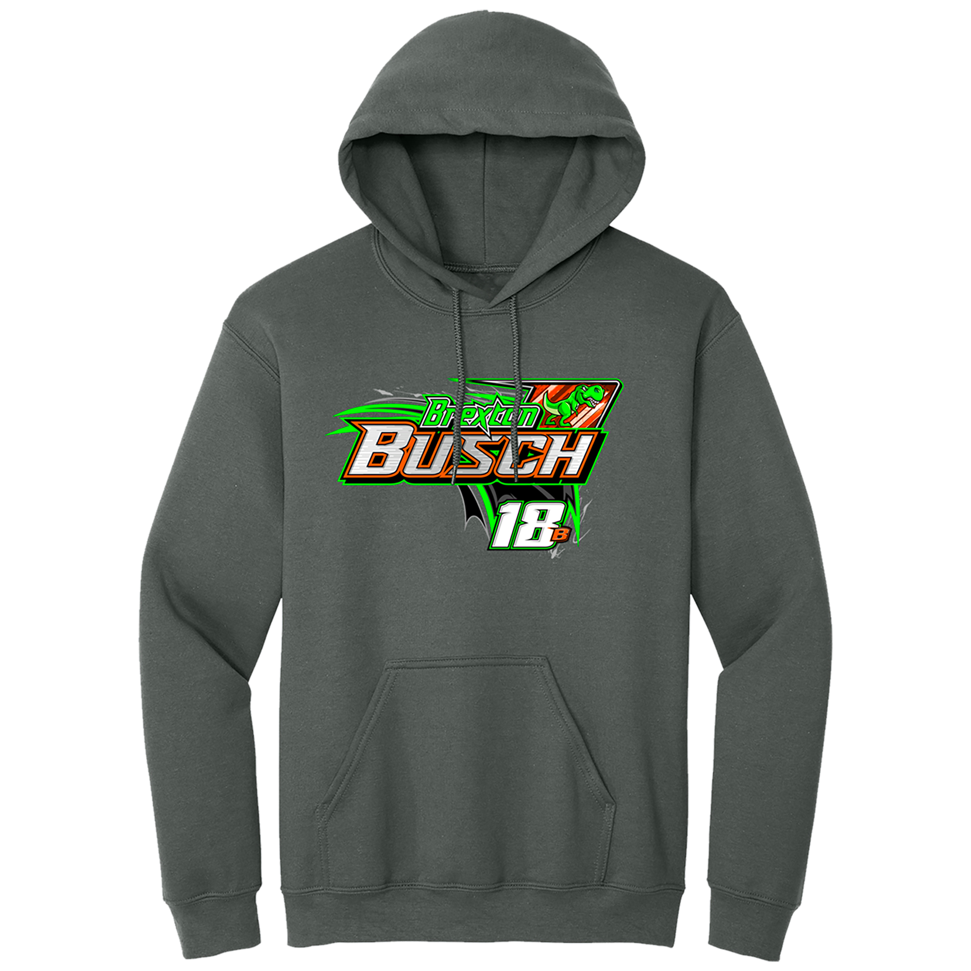 BREXTON BUSCH #18B MICRO SPRINT CHARCOAL 2-SPOT HOODIE