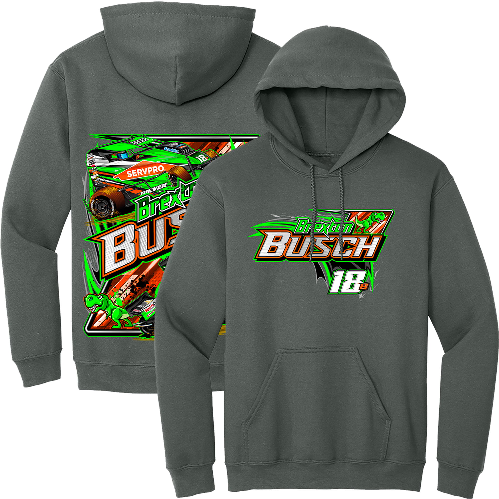 bushdebrunt トライベーション TRYVATION OD ブラント BREXTON BUSCH #18B MICRO SPRINT CHARCOAL 2-SPOT HOODIE