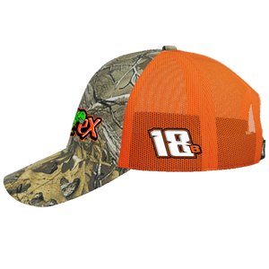 BREXTON BUSCH #18B CAMO // FLO ORANGE TRUCKER SNAPBACK HAT