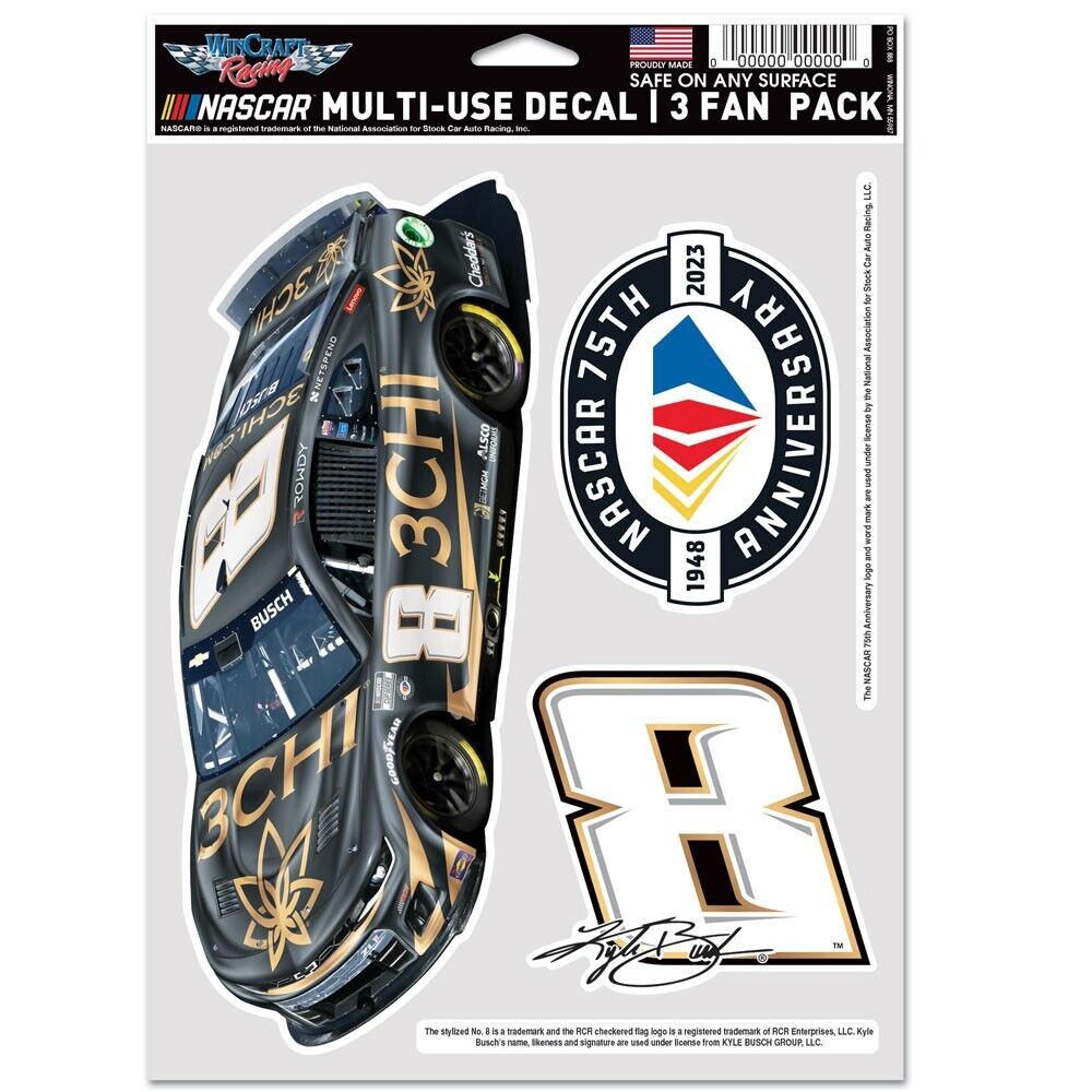 KYLE BUSCH #8 3CHI MULTI USE DECAL 3-PACK