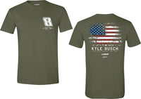 KYLE BUSCH #8 MILITARY GRN 2-SPOT FLAG TEE