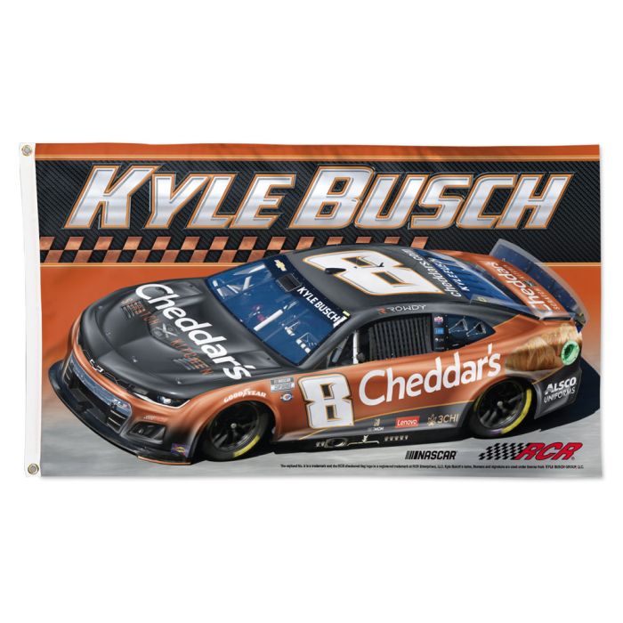 KYLE BUSCH #8 CHEDDARS 1 SIDED DELUXE FLAG - 3' X 5'